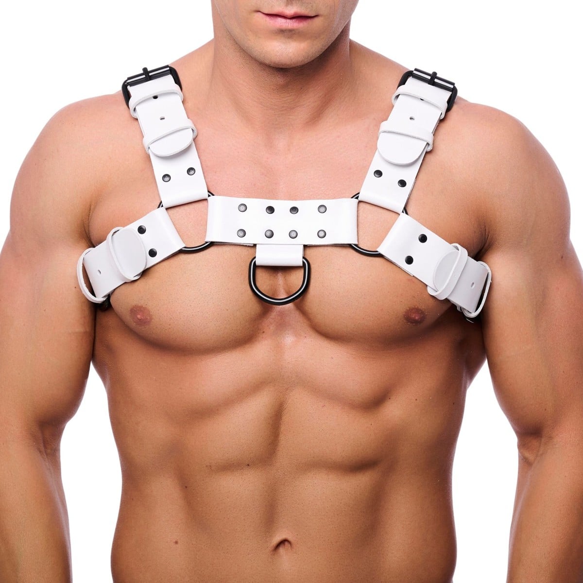 Kožený postroj The Red Bulldog Leather Harness bílý S/M, kožený postroj pro muže