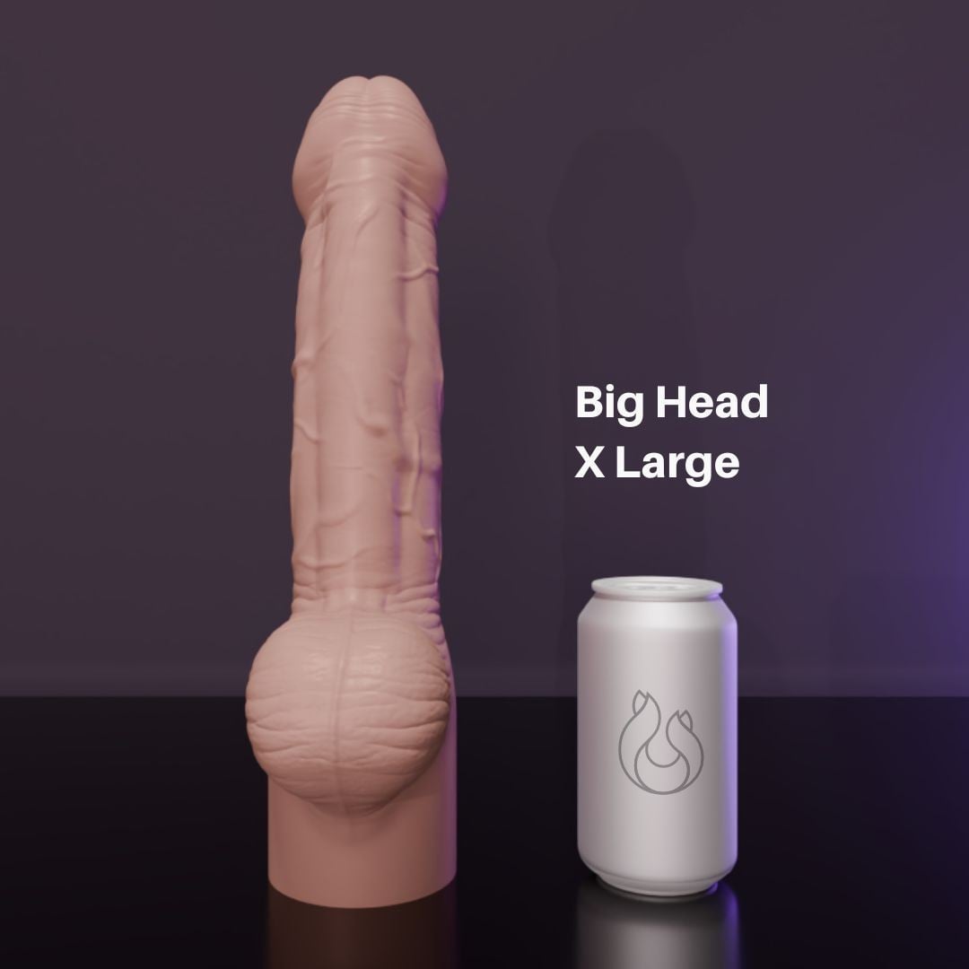 Erotixxx Toys Big Head Pale Flesh 75% XL, prémiové silikonové dildo s Vac-U-Lock 35,5 x 7,5–8,3 cm