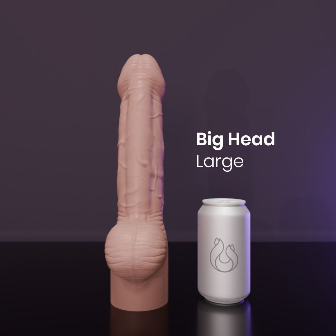 Erotixxx Toys Big Head Warm Flesh 40% L, prémiové silikonové dildo s Vac-U-Lock 32,1 x 6,8–7,3 cm