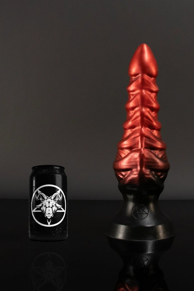 Twisted Beast Jinn Demon Blood (Ombre) Large, prémiové silikonové dildo s Vac-U-Lock přísavkou 30,5 x 4,5–8,4 cm