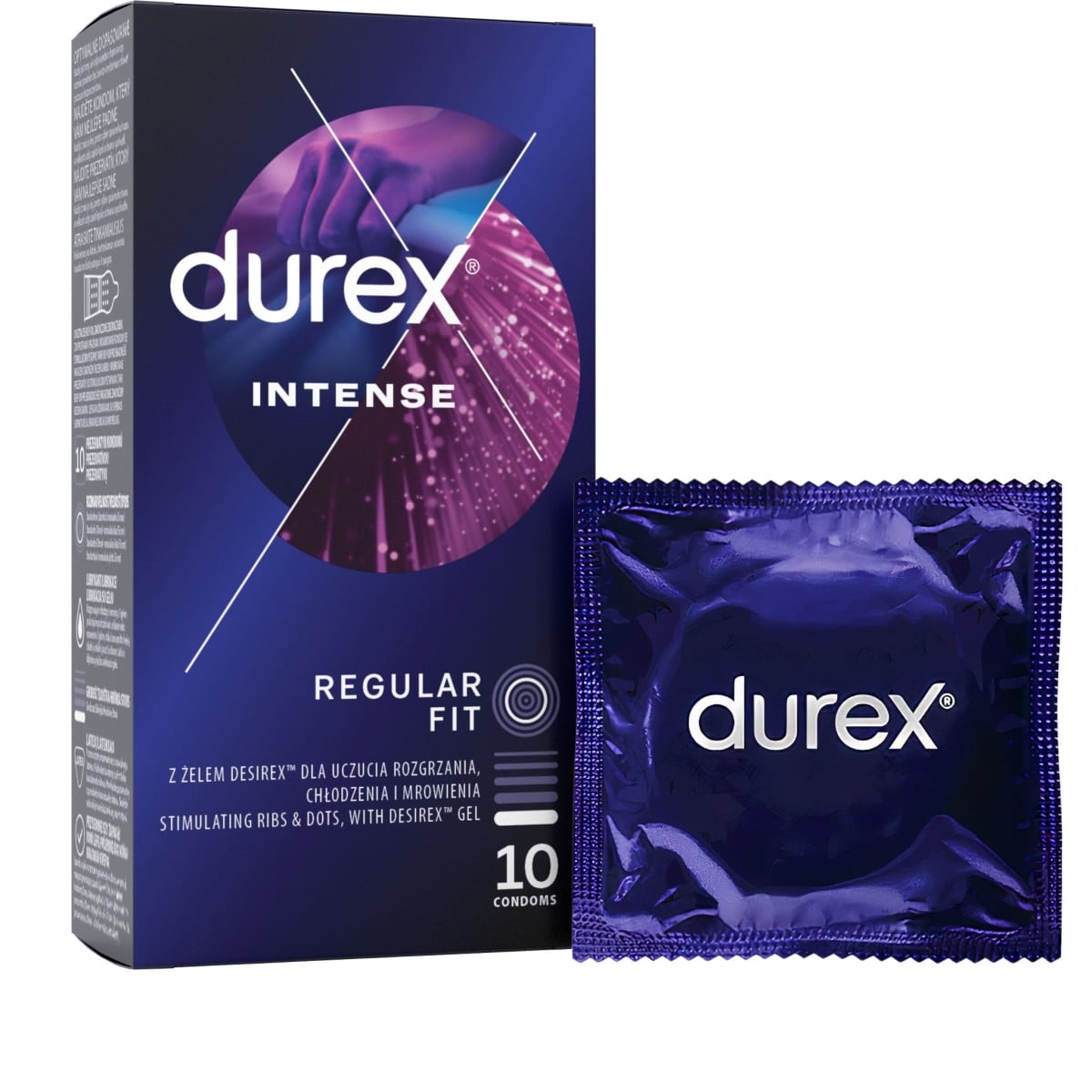 Durex Intense 10 ks, vroubkované kondomy se stimulačním gelem