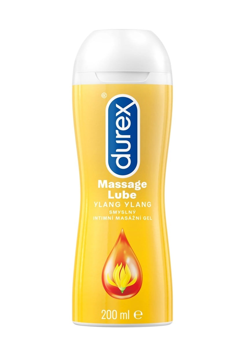 Durex 2 v 1 Ylang Ylang 200 ml, lubrikant a masážní gel na vodní bázi