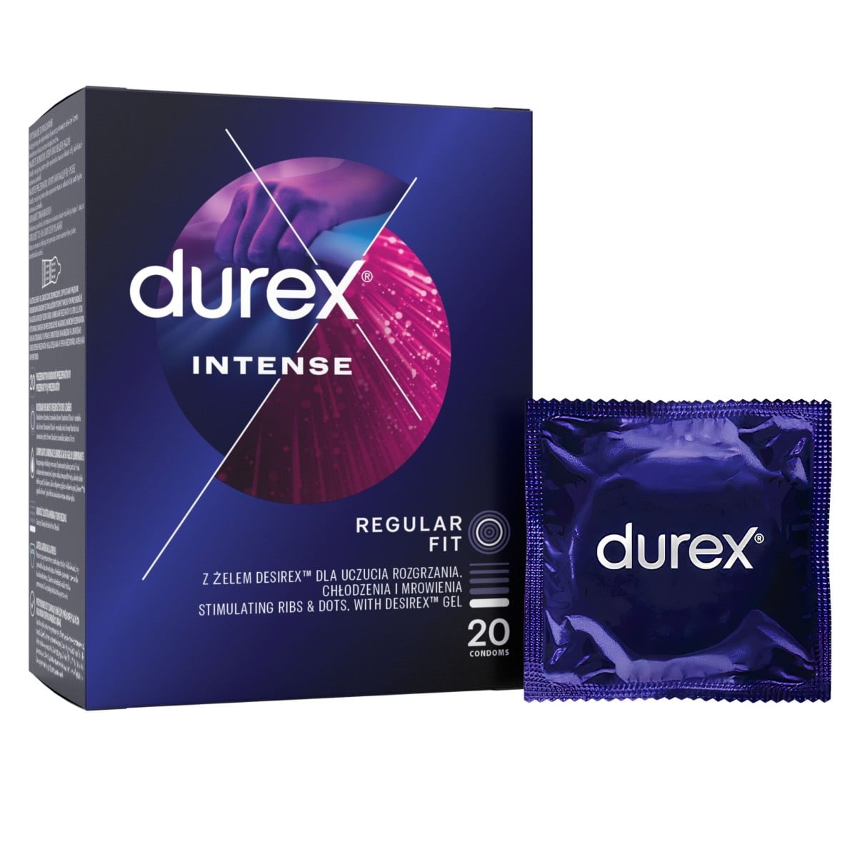 Durex Intense 20 ks, vroubkované kondomy se stimulačním gelem
