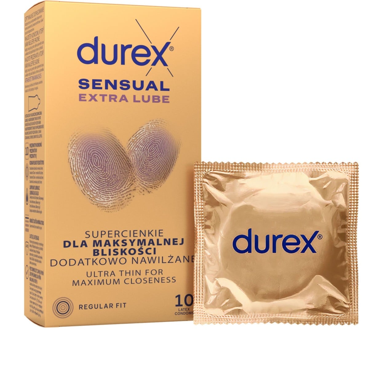 Durex Sensual Extra Lube 10 ks, tenké extra lubrikované kondomy