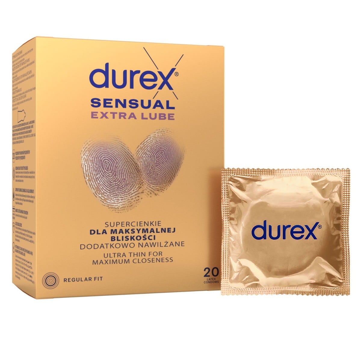 Durex Sensual Extra Lube 20 ks, tenké extra lubrikované kondomy