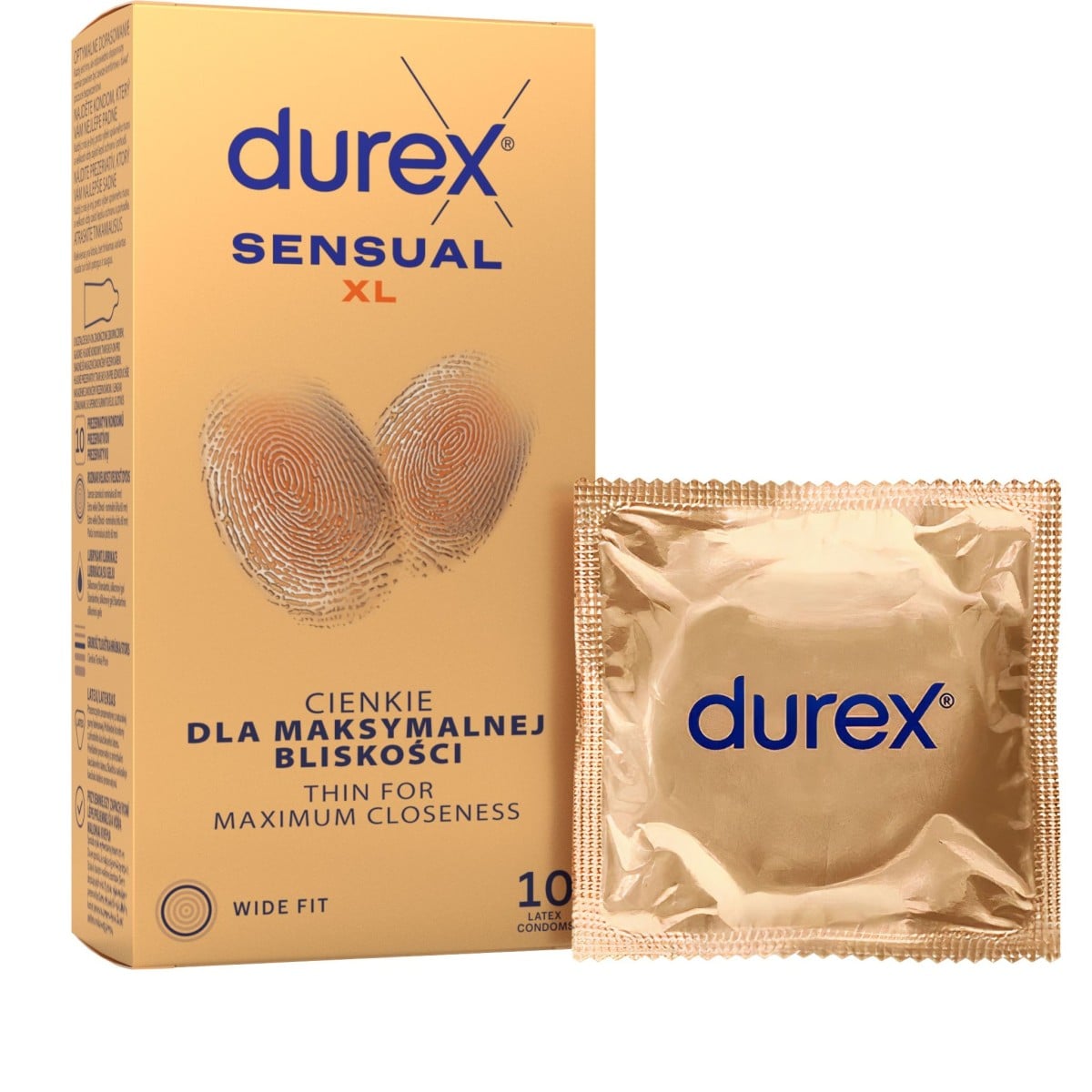 Durex Sensual XL 10 ks, kondomy s nominální šířkou 60 mm