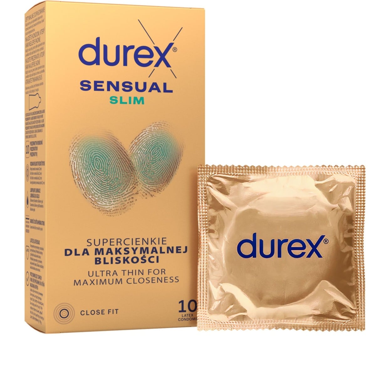 Durex Sensual Slim 10 ks, extra tenké úzké kondomy