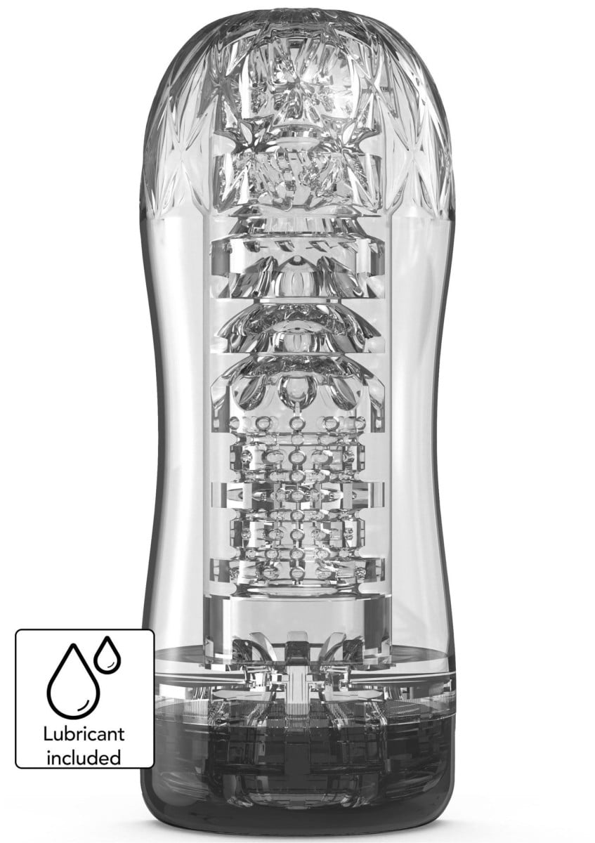 ToyJoy Hero Clear Blast Vacuum Stroker, průhledný masturbátor se stimulační texturou