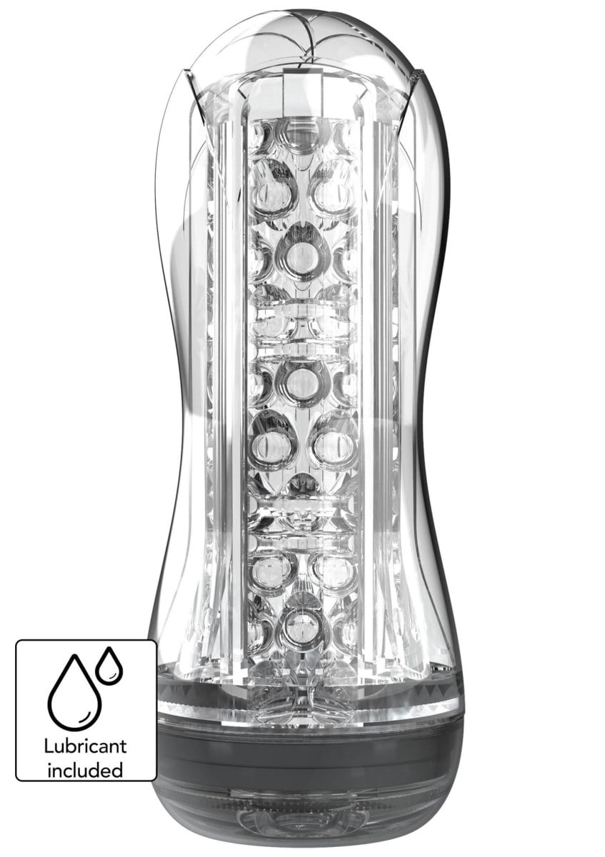 ToyJoy Hero Big Clear Blast Vacuum Stroker, průhledný masturbátor se stimulační texturou