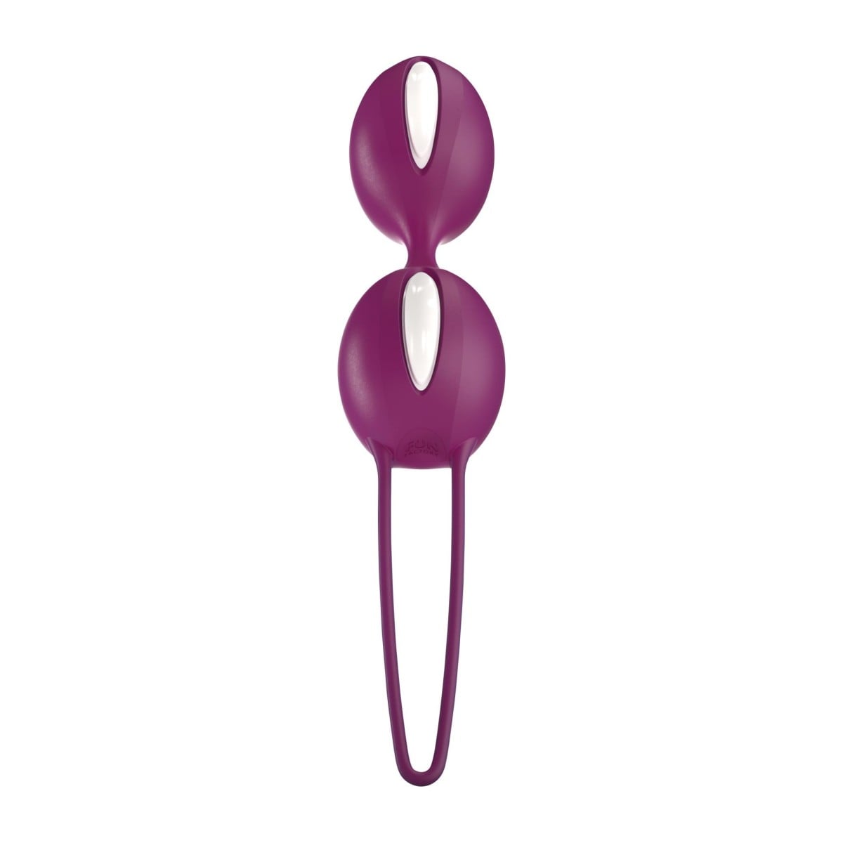 Venušiny kuličky Fun Factory Smartballs Duo White/Grape, silikonové Kegelovy kuličky 16,6 x 3,6 cm