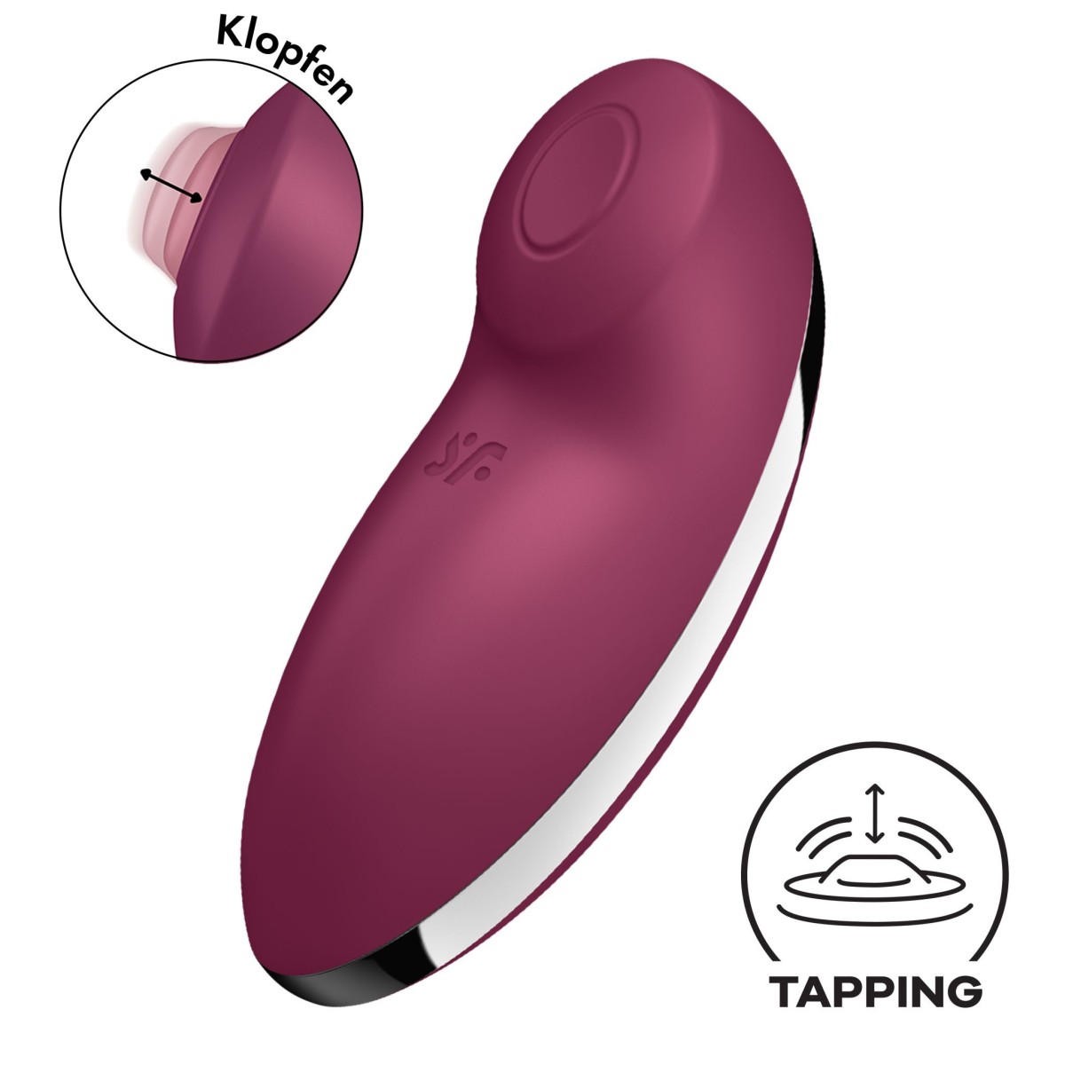 Přikládací vibrátor Satisfyer Tap & Climax 2 Red, silikonový vibrátor s pulzátorem