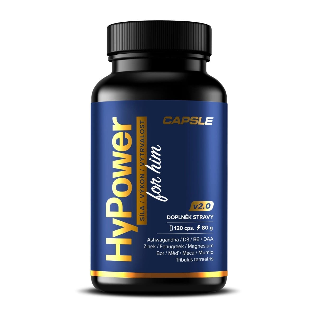 HyPower for him v2.0 120 kapslí, doplněk stravy pro zvýšení hladiny testosteronu