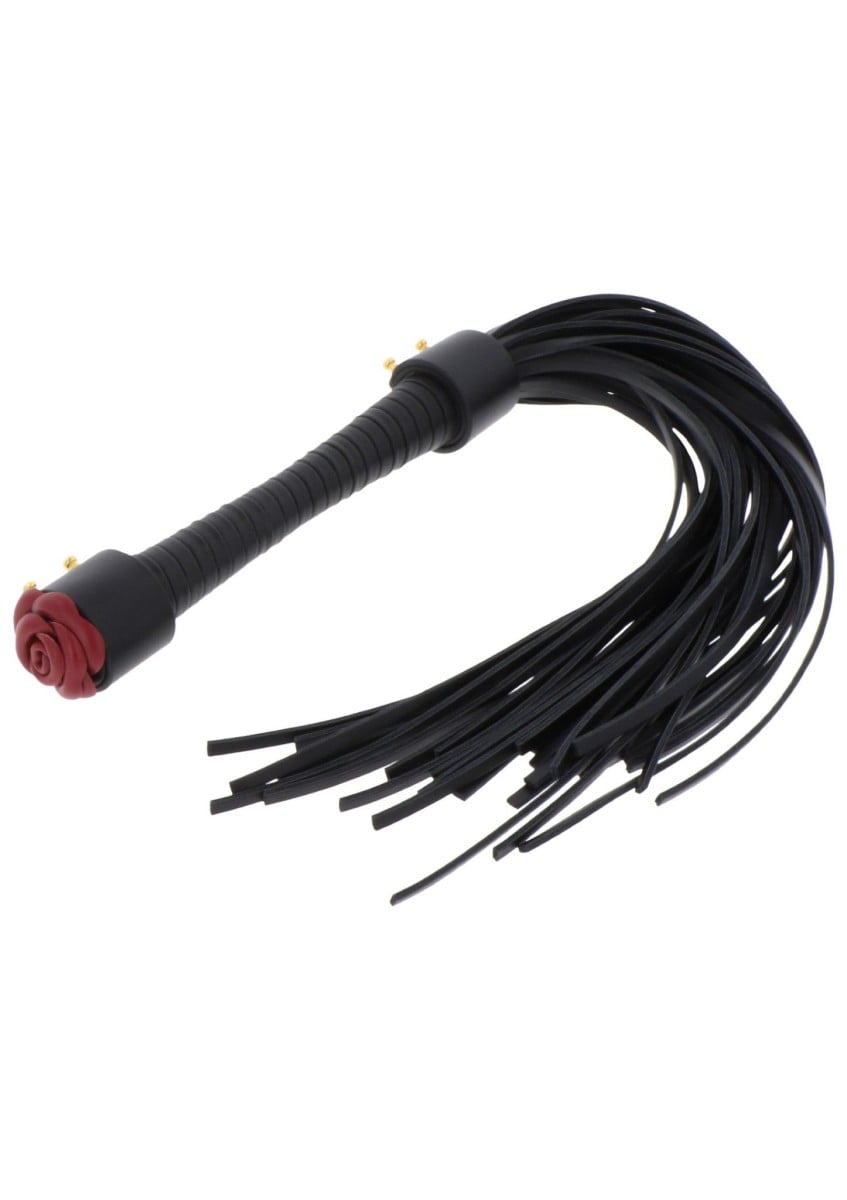 Taboom Wild Roses Whip, černé důtky z umělé kůže 55 cm