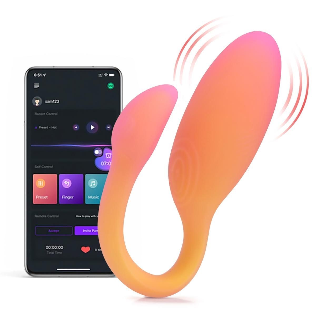 Vibrační vajíčko Magic Motion Flamingo Max oranžové, chytrý silikonový vibrátor na bod G a vaginální trenažér