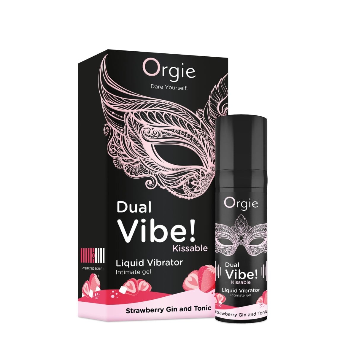 Orgie Dual Vibe! Strawberry Gin and Tonic Liquid Vibrator 15 ml, slíbatelný stimulační gel s vibračním efektem