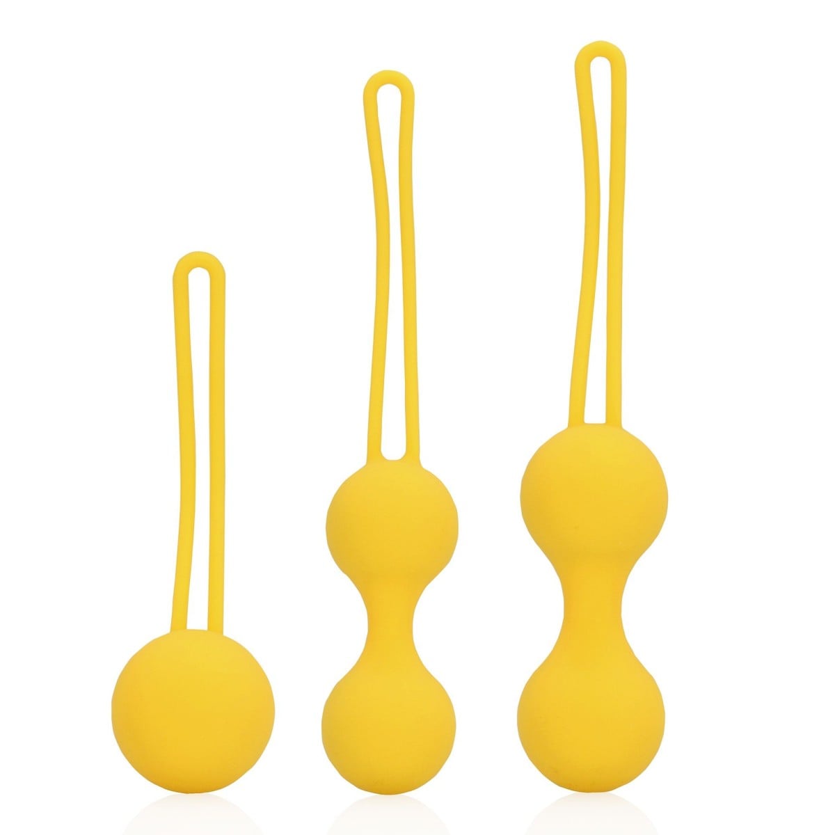 Shots Loveline Kegel Ball Exercise Set Lemonade Yellow, sada 3 silikonových vaginálních kuliček s průměry 2,9–3,4 cm