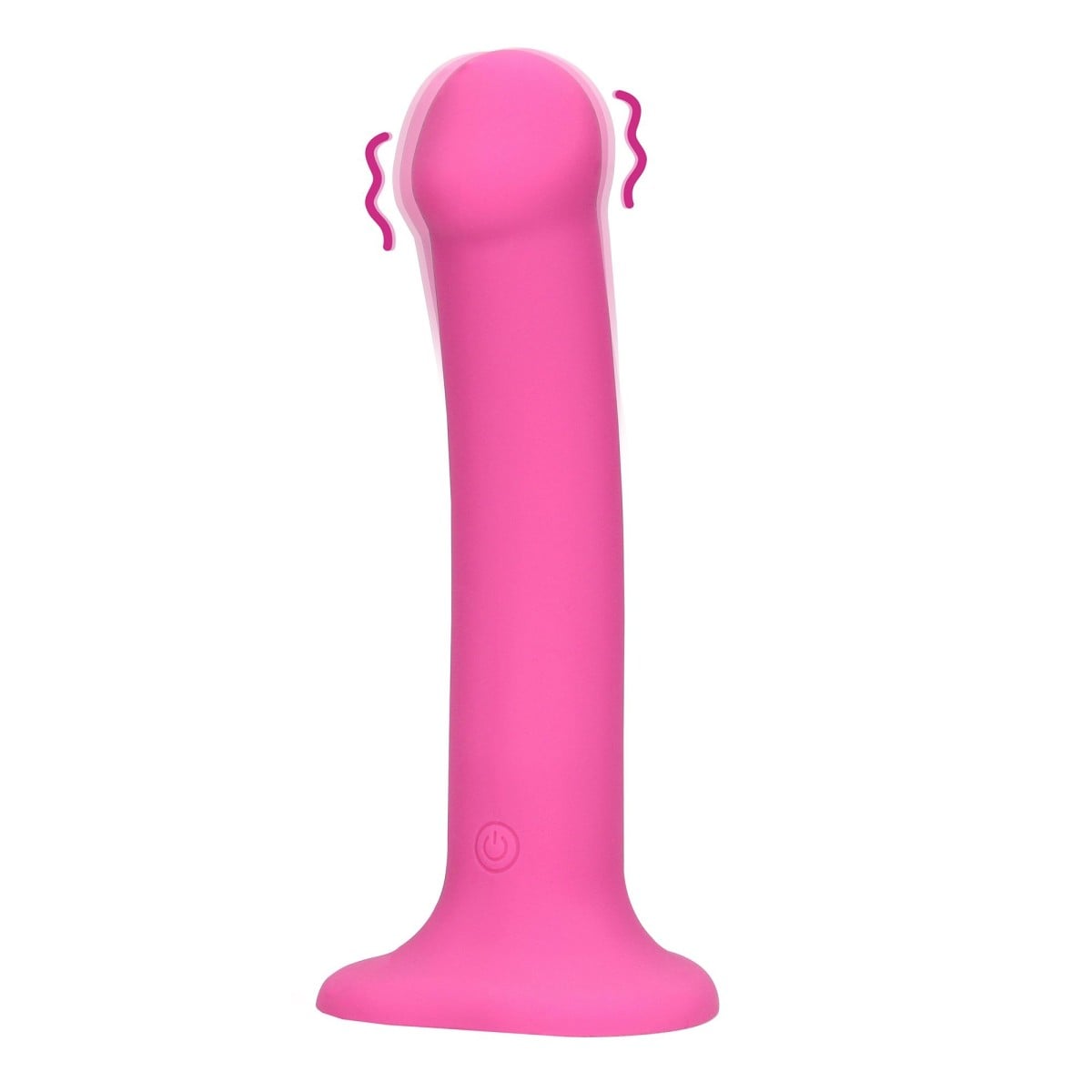 Shots Loveline Non-Phallic Vibrating Dildo Medium Powerful Pink, silikonové dildo s přísavkou 17,5 x 3,7 cm