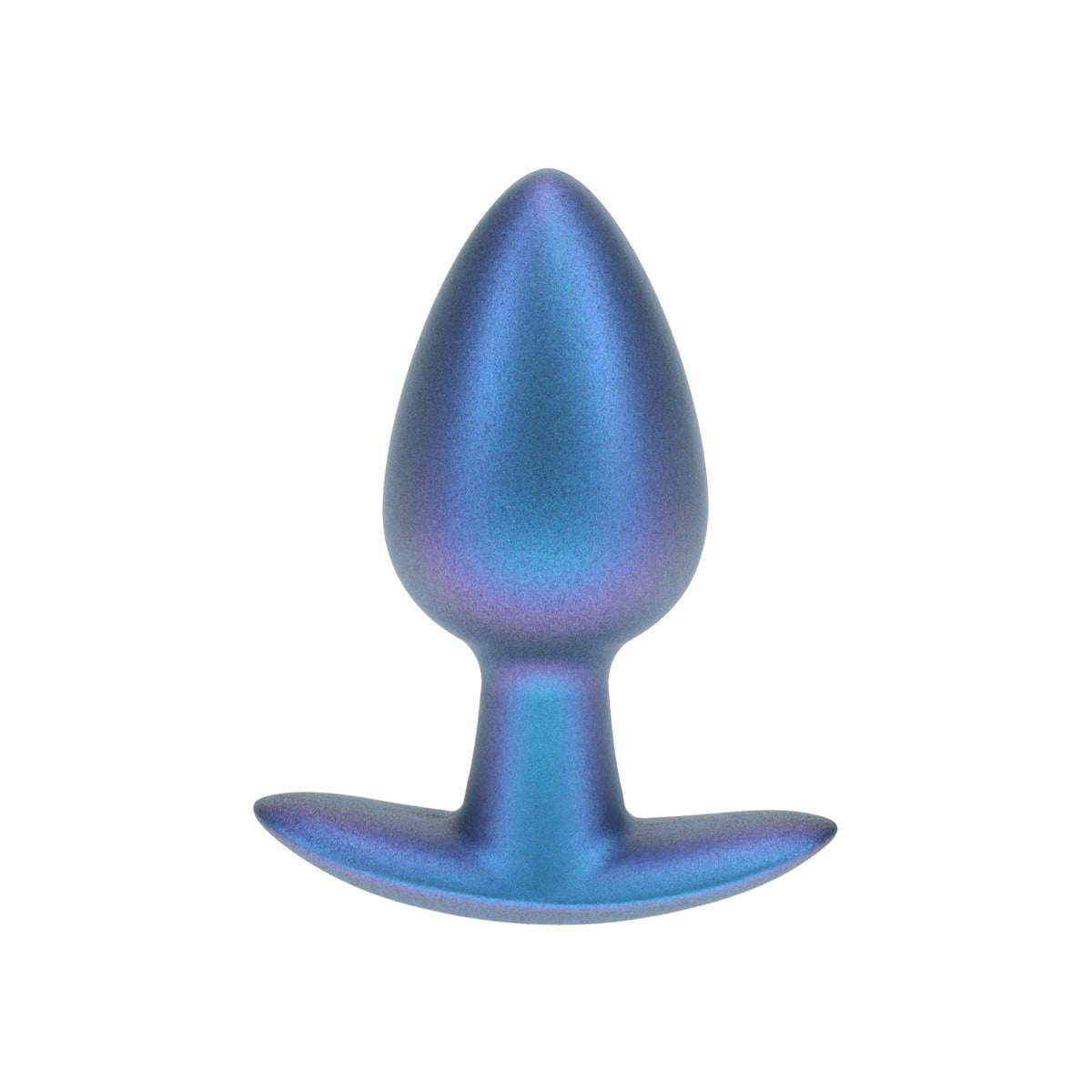Anální kolík Ouch! Smooth Silicone Anal Plug Medium Metallic Blue, silikonový anální kolík 7,9 x 3,4 cm
