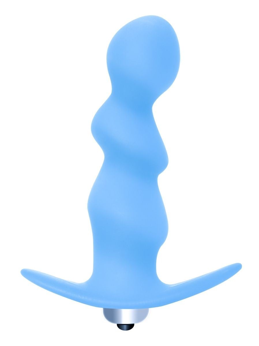 Vibrační anální kolík Lola Games First Time Spiral modrý, silikonový anální vibrátor 12,5 x 3,1 cm