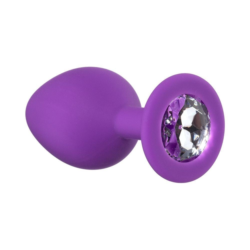 Lola Games Emotions Cutie Medium Purple-Clear Crystal, silikonový anální kolík 8 x 3,5 cm