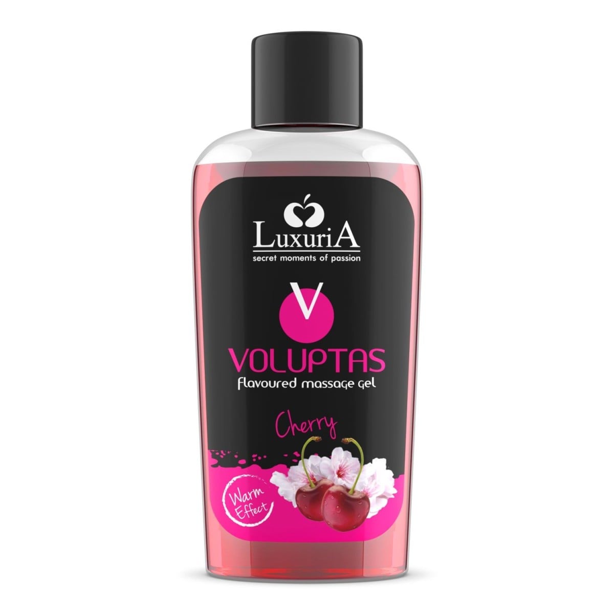 Luxuria Voluptas Cherry 100 ml, masážní gel s hřejivým efektem a příchutí třešní