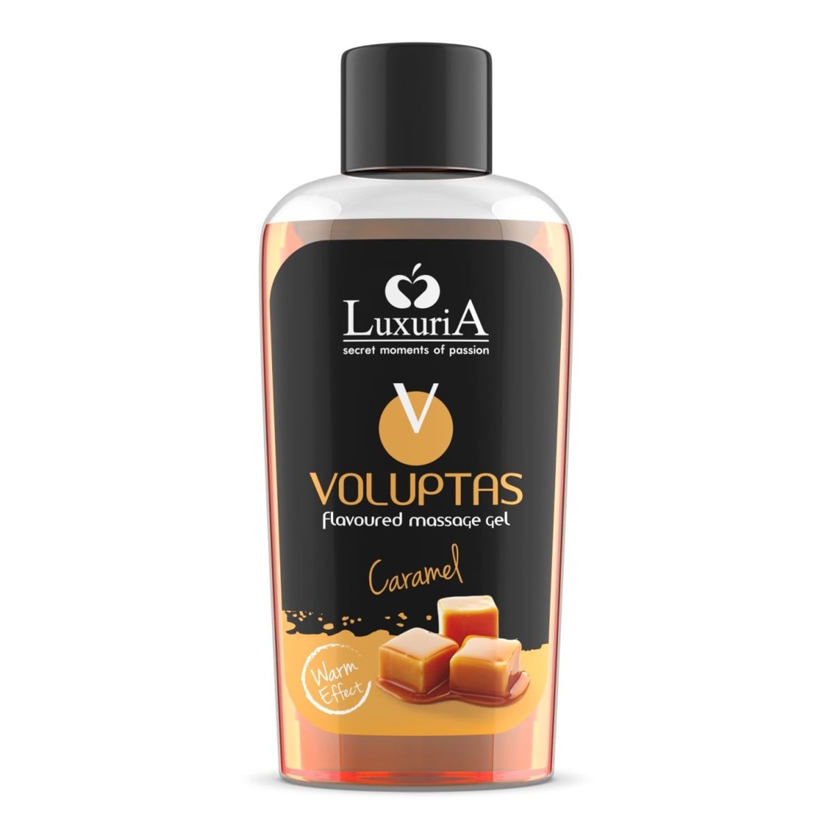 Luxuria Voluptas Caramel 100 ml, masážní gel s hřejivým efektem a příchutí karamelu