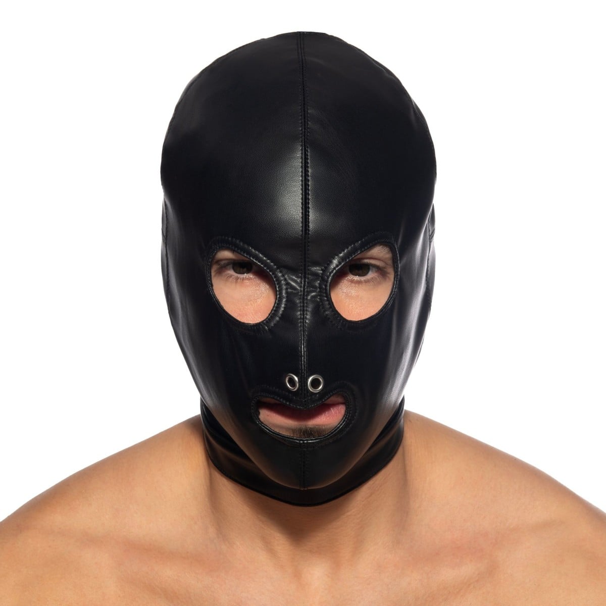 Kukla AD Fetish ADF213 Vegan Leather Fetish Mask černá M/L, černá kukla se šněrováním