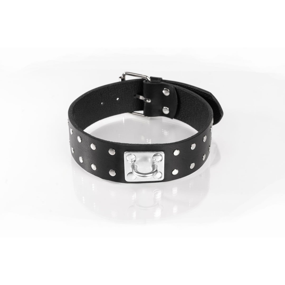 Whips Primal Bond Double Studded Collar Large Black, kožený obojek pro obvod 38–47 cm