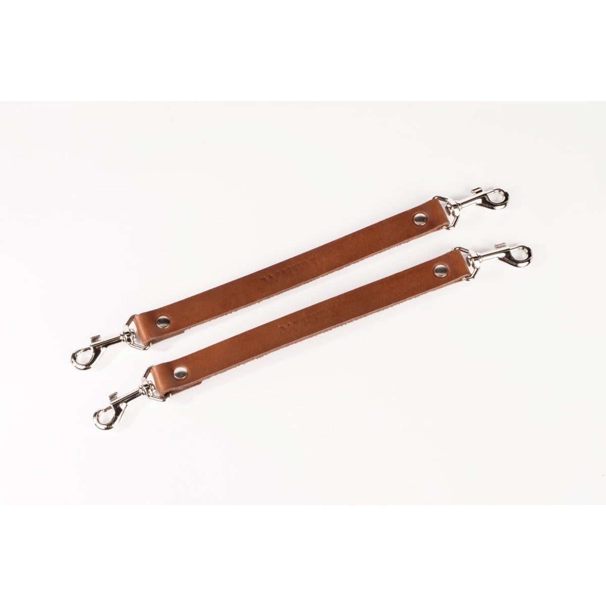 Whips Primal Bond Short Leather Connectors Brown, 2 kožené spojovací řemínky s karabinami