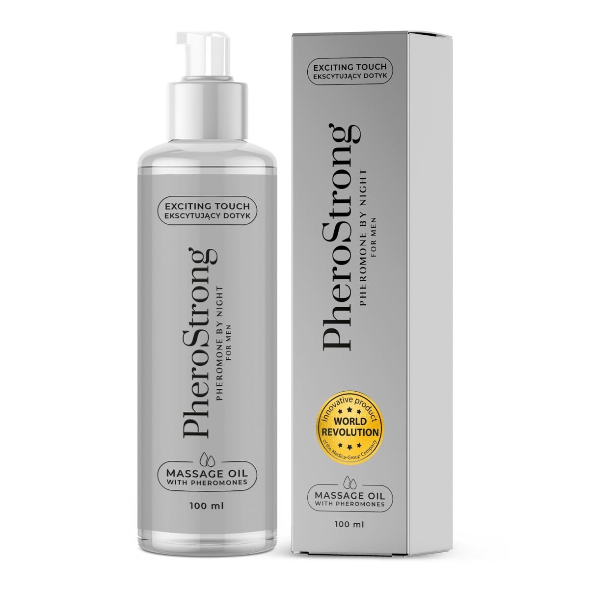PheroStrong by Night for Men Massage Oil 100 ml, masážní olej s feromony pro muže