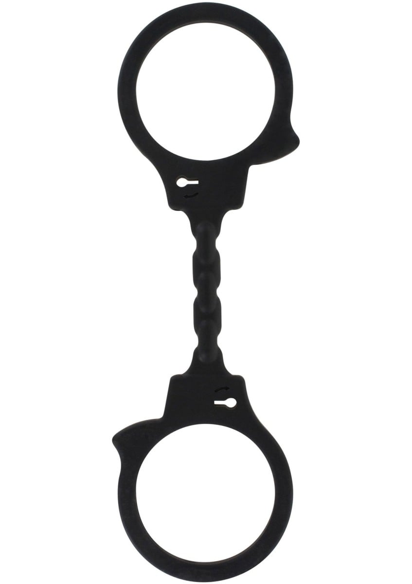 Silikonová pouta ToyJoy Stretchy Fun Cuffs černá, silikonová pouta na ruce