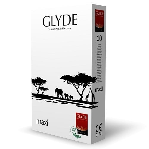 Glyde Maxi Condoms 10 Pack, veganské latexové kondomy s nominální šířkou 56 mm