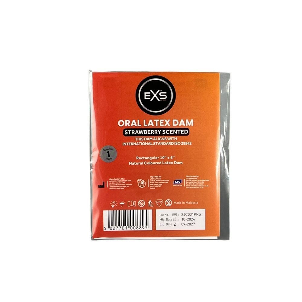 EXS Oral Latex Dam Strawberry 1 pc, latexová bariéra pro orální sex