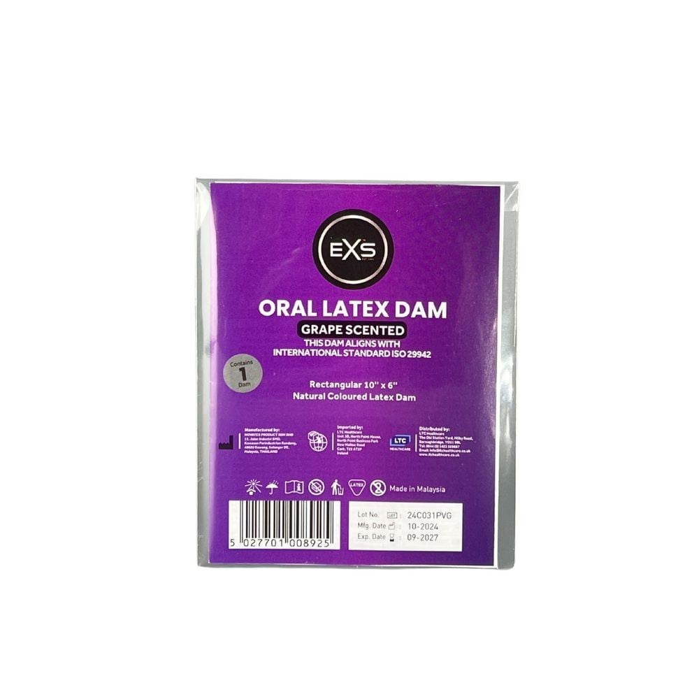 EXS Oral Latex Dam Grape 1 pc, latexová bariéra pro orální sex