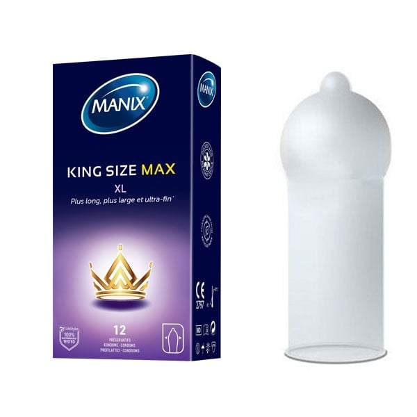 Manix King Size Max 12 ks, tenké latexové kondomy s nominální šířkou 56 mm