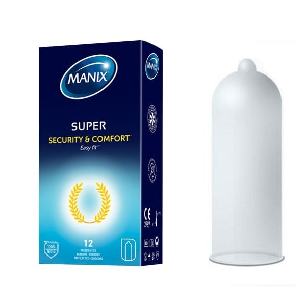 Manix Super 12 ks, latexové kondomy s nominální šířkou 52 mm