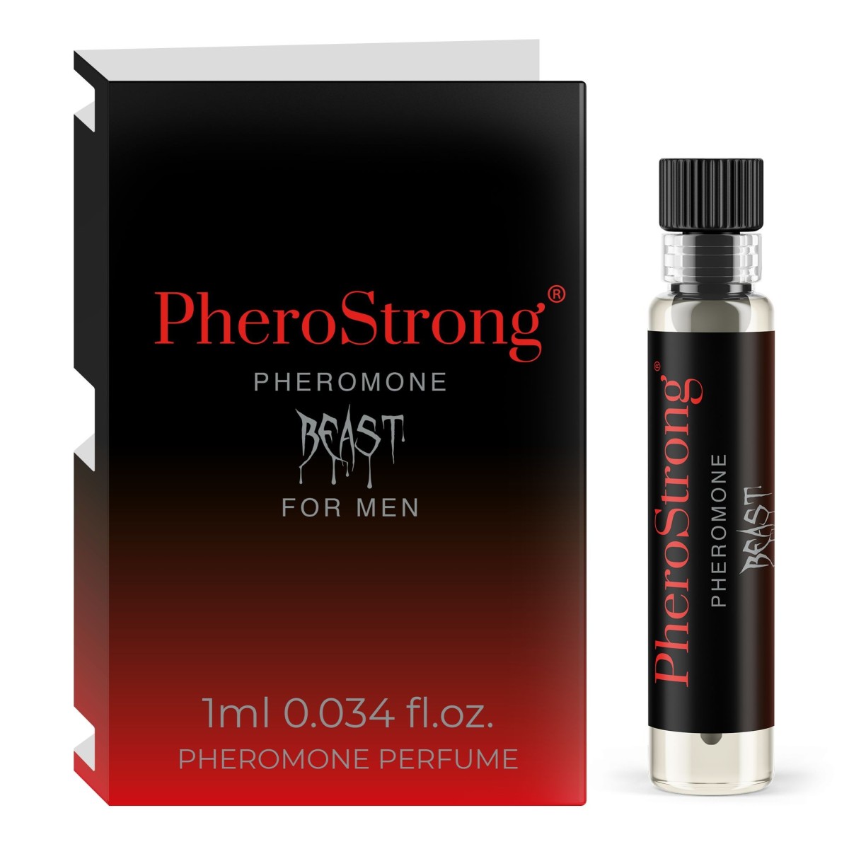 PheroStrong Pheromone Beast for Men 1 ml, kořenito-dřevito-citrusový parfém pro zvýšení sexuální přitažlivosti