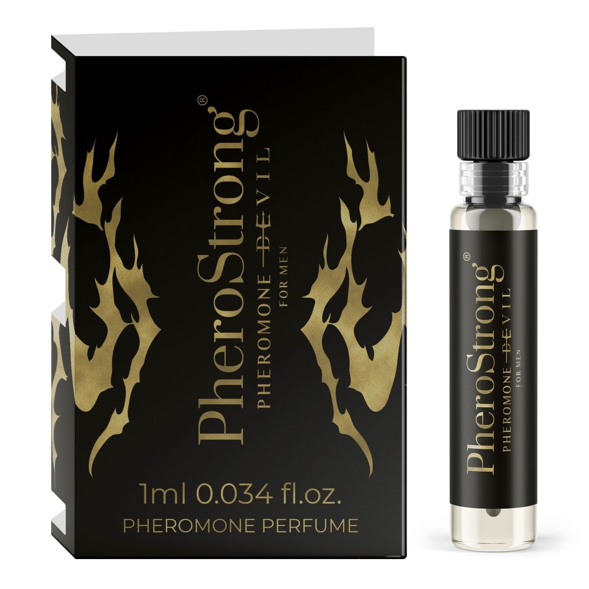 PheroStrong Pheromone Devil for Men 1 ml, kořenito-dřevitý parfém pro zvýšení sexuální přitažlivosti