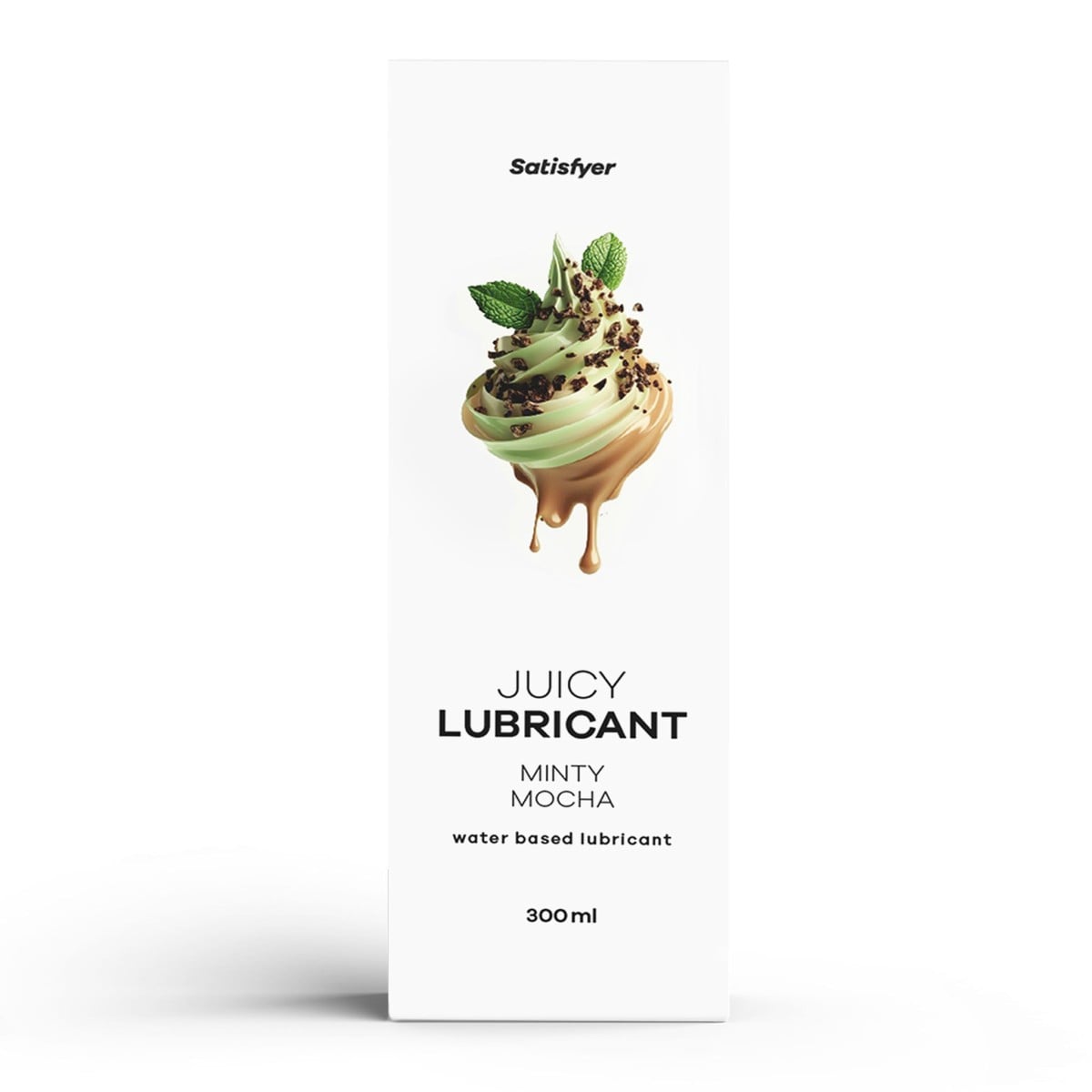 Satisfyer Juicy Lubricant Minty Mocha 300 ml, lubrikant na vodní bázi s vůní máty a kávy