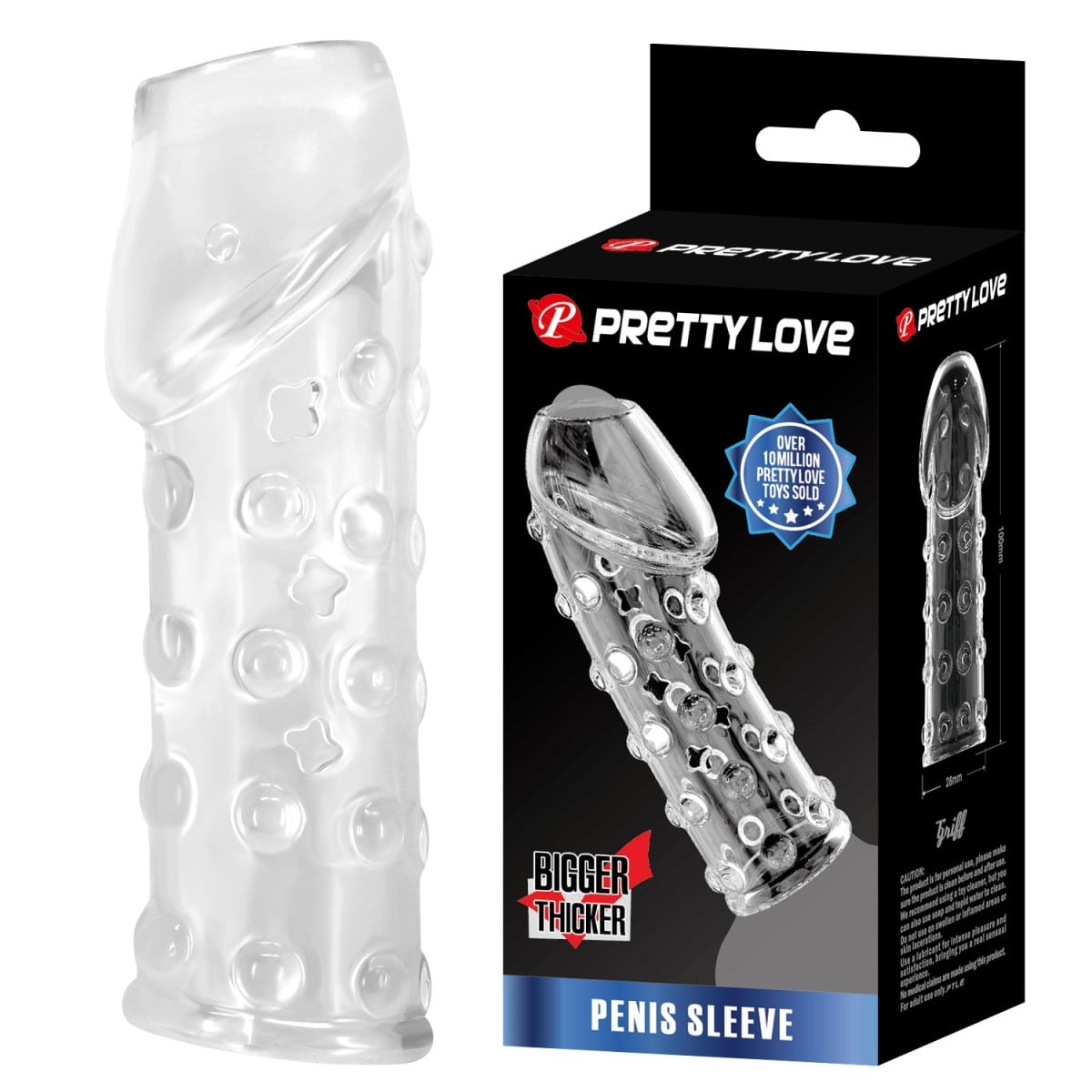 Pretty Love Triff Penis Sleeve Clear, návlek na penis se stimulačními výstupky
