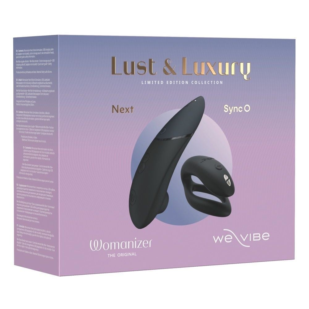 Lust & Luxury Limited Edition Collection: Womanizer Next + WeVibe Sync O, luxusní sada bezdotykového stimulátoru klitorisu a párového vibrátoru