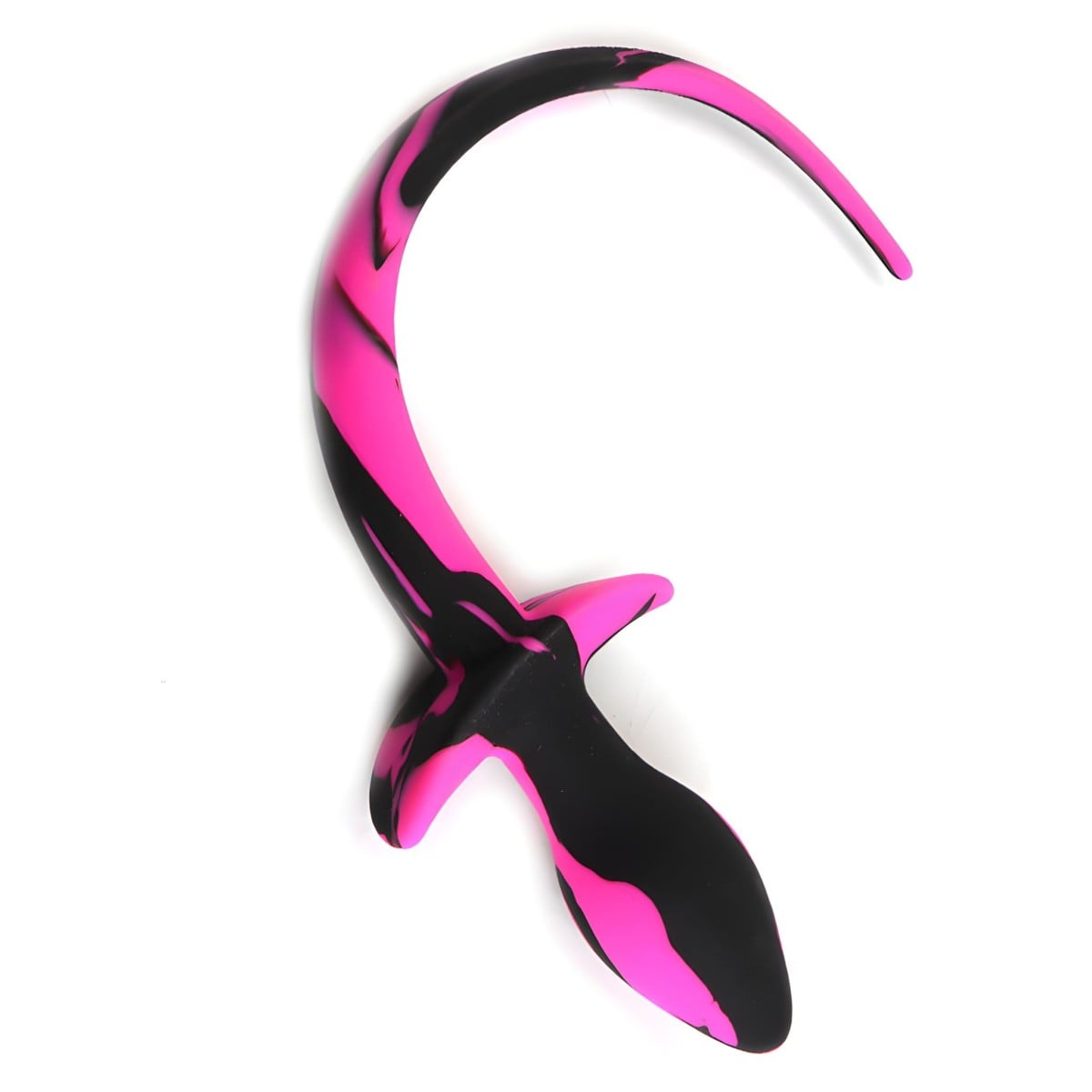 Slave4master Silicone Puppy Tail Black-Pink, silikonový anální kolík – psí ocas 7,5 x 3,1 cm