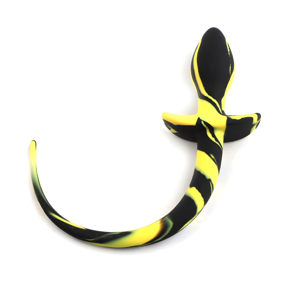 Slave4master Silicone Puppy Tail Black-Yellow, silikonový anální kolík – psí ocas 7,5 x 3,1 cm