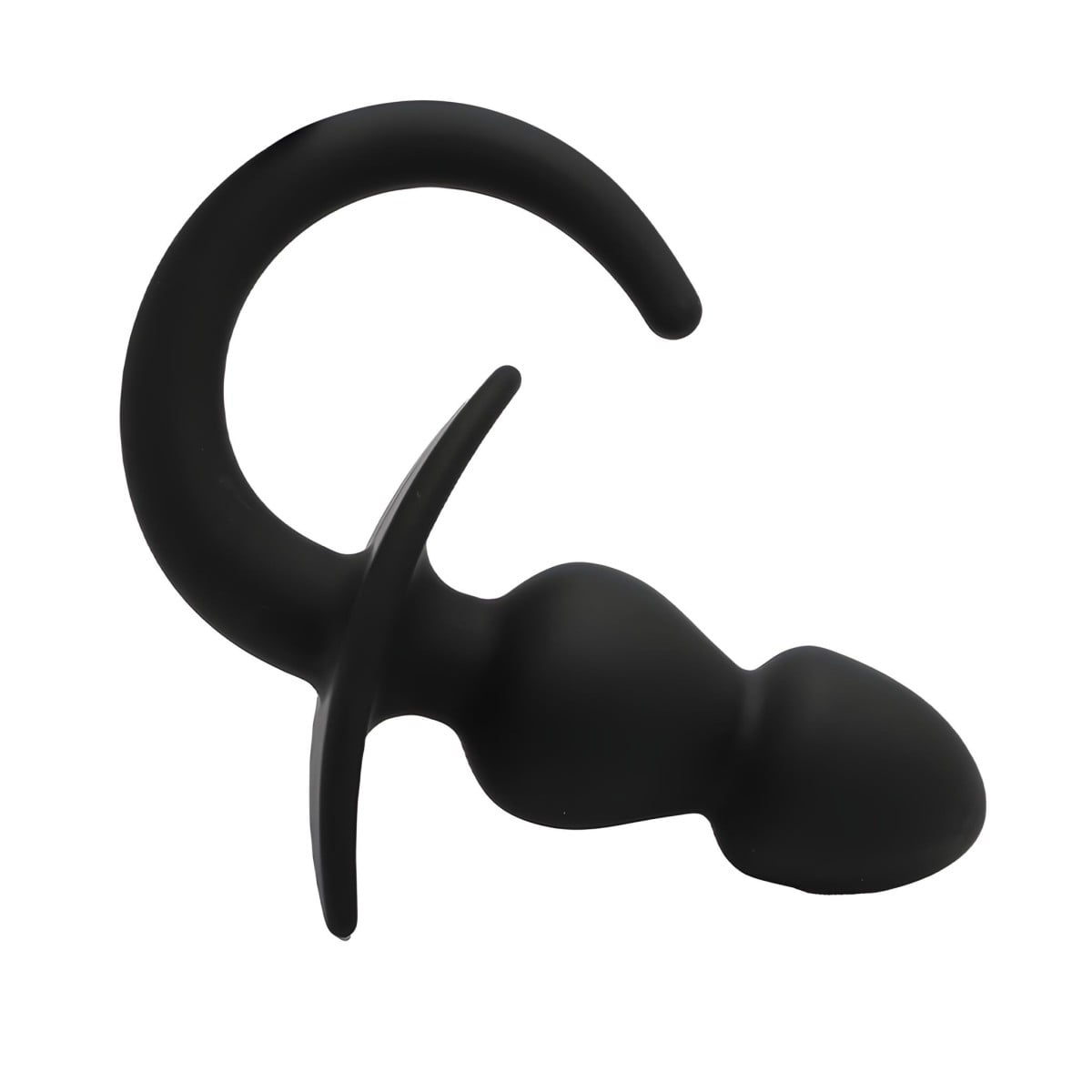 Slave4master Double Dog Tail Black, silikonový anální kolík – psí ocas 8 x 3,5 cm