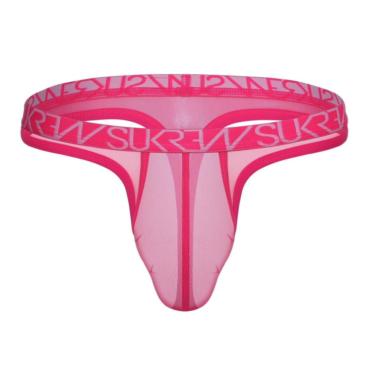 Pánská tanga Sukrew Mesh Low-Rise Thong Electric Pink L, růžová pánská tanga