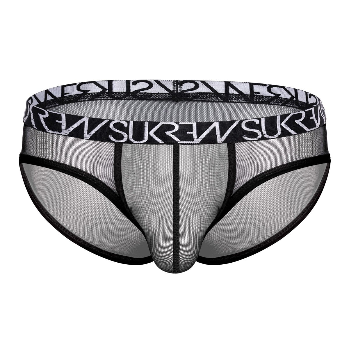 Slipy Sukrew Mesh Low-Rise Brief Underground Black XL, pánské průsvitné slipy