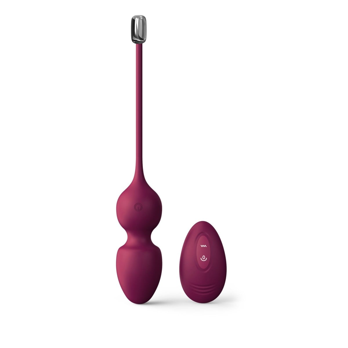 Venušiny kuličky Dorcel Love Balls Plum, vibrační vaginální kuličky na dálkové ovládání s magnetickou technologií 22 x 3,5 cm
