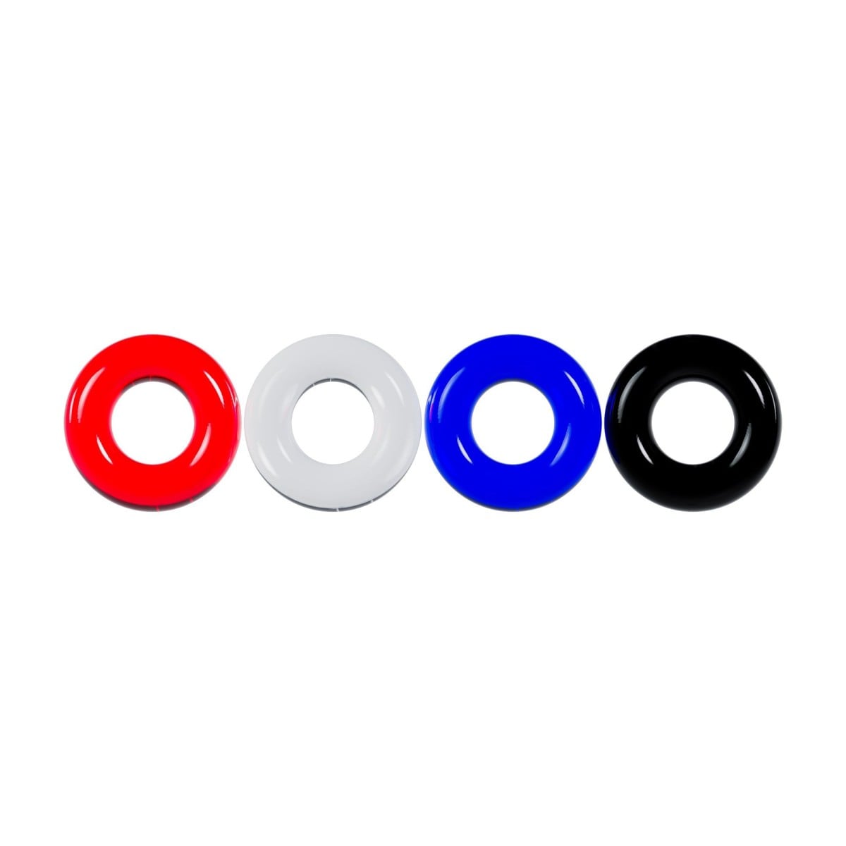 Shots Levelz Multi-color Cockring Set, sada 4 ks elastických erekčních kroužků