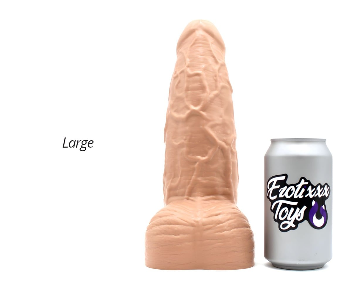 Erotixxx Toys Big Veiny Pale Flesh 75% L, prémiové silikonové dildo s Vac-U-Lock 27 x 5,2–7,7 cm