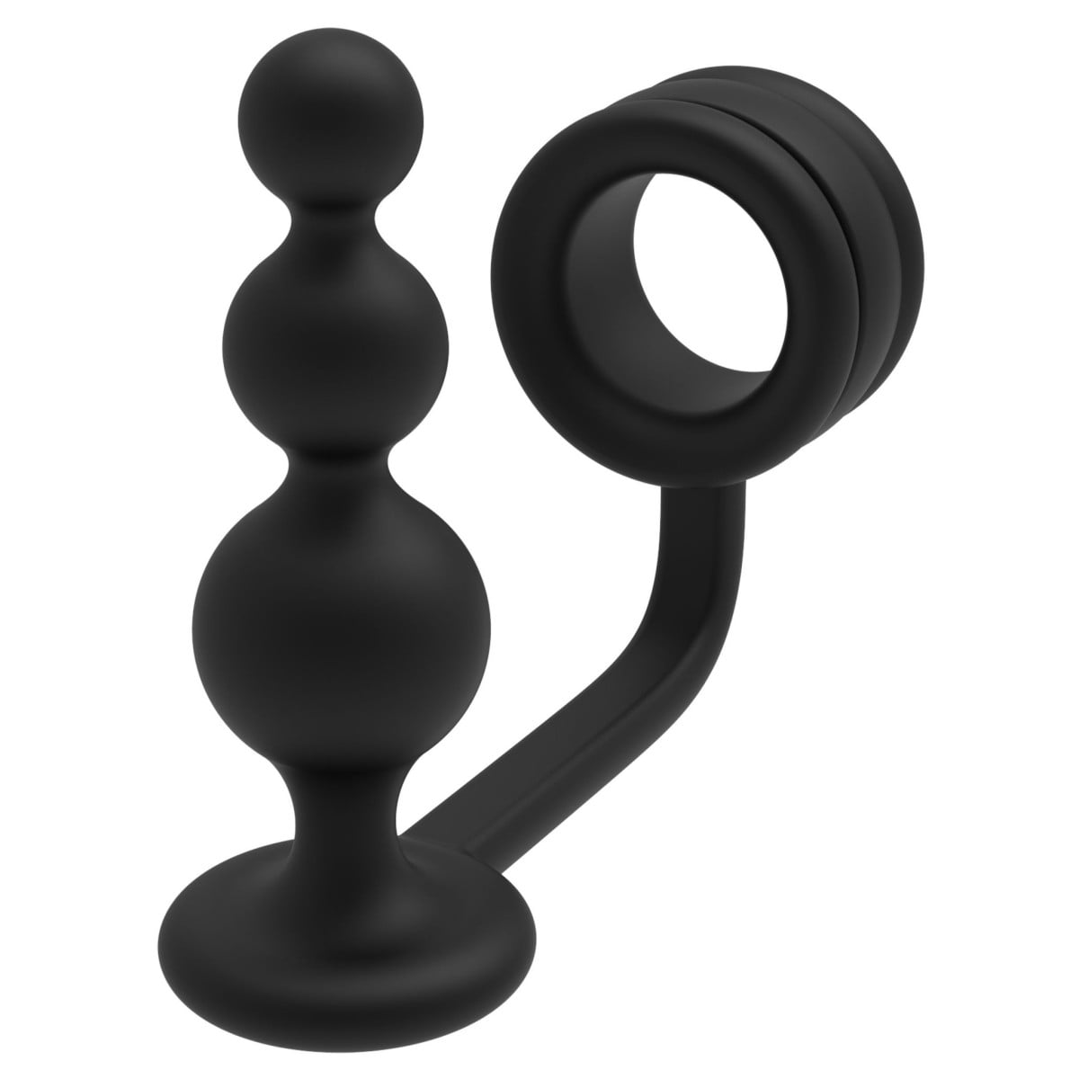 Dream Toys Ramrod Cockring with Beaded Anal Plug, silikonový erekční kroužek s análními kuličkami